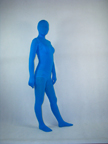 Blue silk Velvet Zentai Catsuit